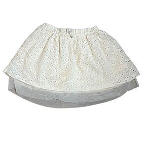 Zara Baby Eyelet Fully Lined Elastic A-Line Mini Skirt Off White Size12-18 Month